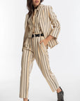 Rome Jacquard Pants in Gold Stripes