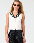 Far West Metallic Linen Vest