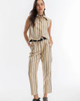 Rome Jacquard Pants in Gold Stripes